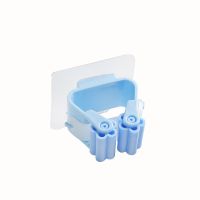 [墙不倒我不掉]拖把架免打孔拖把吸盘挂钩贴强力墙面拖把夹粘钩 天蓝 1个装