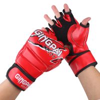拳击手套半指实战散打专业UFC半指拳套MMA泰拳自由搏击男女打沙袋 七代半指拳套红色 L(身高170cm以上)