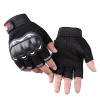 夏秋透气越野摩托车全指手套 硬壳防摔户外训练骑行机车长指手套 SPORTS半指黑色 M(掌宽小于8.2cm)