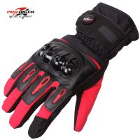 摩托车手套冬季保暖防风防摔骑士装备摩旅骑行手套加绒防水可触屏 红色/防风保暖/可触屏(冬季) XXL
