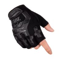 半指手套男女秋开车骑行户外健身防滑迷彩战术手套半截山地车手套 普通版黑色js(无礼品) L中号适合一般男士