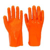 恒远全浸塑颗粒止滑杀鱼劳保手套加厚全胶皮防水防滑工作耐磨防油 恒远桔色止滑[3双体验]