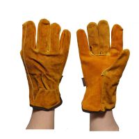 耐用款全牛皮电焊手套耐高温隔热焊工手套牛皮保暖焊接防护手套 黄皮手套6付(外贸版)质量好