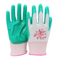 牛郎星P318半挂浸胶牛筋胶皮PVC耐磨耐油防滑劳保作业干活手套 牛郎星P819平挂白绿12双