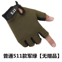 成人儿童战术半指手套冬加绒和平精英骑行防滑吃鸡小学生写字半截 普通511款军绿[无赠品] XL码 [13岁以上的成年男士