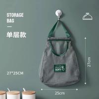 [48小时发货]日本果蔬网袋厨房墙上挂袋姜蒜防潮防湿多功能储物袋挂墙式收纳袋 [单层]27cm*25cm