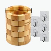 竹筷筒筷子筒饭店家用沥水收纳筷笼子复古竹制筷子桶串串香签子桶 筷筒1个+[5个粘钩]