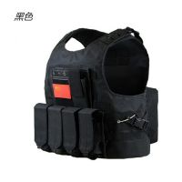 战术背心多功能特种兵作战户外CS野战装备军迷迷彩钢丝防护刺马甲 黑色送魔术贴带钢丝 均码可以调节大小90-200斤都可以