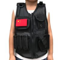 加大加肥户外战术背心马甲迷彩透气网眼轻量化真人CS野外探险装备 黑色 儿童款(4-8岁) 均码 可调节(送贴)
