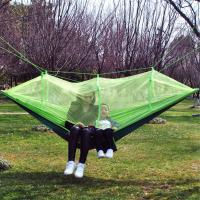 吊床户外降落伞布彩色吊床带蚊帐超轻便携双人军绿色野营空中帐篷 墨绿+果绿色 260*140CM[大人小孩都可用]