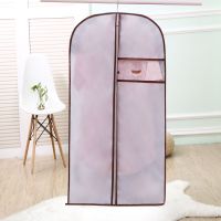 牛津布衣服防尘罩衣袋挂式收纳袋家用衣服套防尘套透明衣服防尘袋 米色 小号