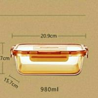 康宁餐具Snapware耐热玻璃保鲜盒微波炉饭盒上班族带盖 980毫升长方形