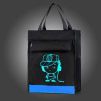 动漫卡通防水男女美术手提袋中小学生拎书袋复习补课包资料文件袋 蓝黑音乐小子