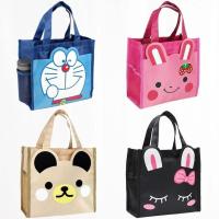 卡通防水防油手提饭盒袋午餐包方形儿童可爱便携学生拉链便当袋 量多可选随机图案