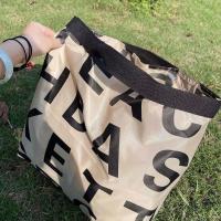2021年春季新款小众设计拼色字母手提防水布包袋大包百搭慵懒ins 卡其色尼龙料 包包尺寸高47厘米宽41厘米