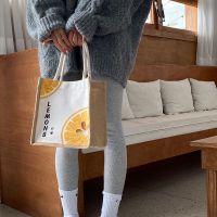 大容量包包2020新款大学生上课单肩包韩国INS日系少女帆布手拎包 A款柠檬中号