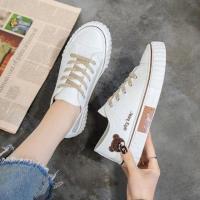 宋亚轩同款小白鞋女百搭ins街拍潮鞋小众原创设计高帮帆布鞋小熊 低帮白色 35 标准码