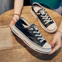 真皮小白鞋女2022新款头层牛皮休闲板鞋ins潮踩脚两穿一脚蹬女鞋 黑色 35