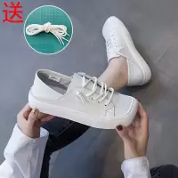 真皮方头丑萌小白鞋子女薄款透气2021夏季新款平底一脚蹬休闲单鞋 白色 已质检全真皮品质 36 偏小一码建议大一码