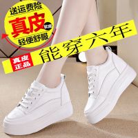 真皮小白鞋女内增高鞋子秋季新款时尚厚底百搭松糕旅游鞋单鞋子女 白色 34