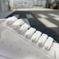 2双装适配麦昆小白鞋鞋带原装1.2cm宽男女黑白彩虹色mcqueen鞋绳 (1双装)白色 130cm(35码-40码)