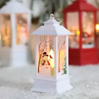 圣诞节礼物LED发光老人雪人小夜灯风灯圣诞节桌面摆件挂件装饰品 小号白色雪人