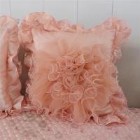 蕾丝方形抱枕套不含芯欧式沙发床头中式靠枕套汽车靠垫套 一见钟情粉红色 50*50抱枕皮(不含芯)/1个