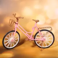 少女心仿真粉色自行车模型摆件居家装饰桌面拍照小道具摆件饰品 黑粉自行车