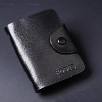 牛皮男士名片包真皮卡套女多卡位名片夹商务小卡包男 黑色
