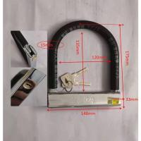 U型锁摩托车锁电动车锁防盗锁山地自行车锁U型锁电瓶车防盗锁 俊豪锌合金叶片重1.3斤(2把钥匙)