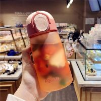 学生直饮带茶隔水杯儿童防漏便携塑料杯子少女潮流个性韩国随手杯 菲比弹盖杯 粉色450ml 单杯