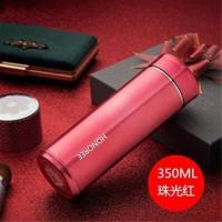 [茗茶师]304不锈钢商务保温杯男女高档办公水杯车载大容量茶杯 珠光红 350ml