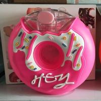 甜甜圈水杯儿童吸管杯宝宝水壶小学生幼儿园防摔漏斜挎可爱喝水杯 水壶+粉色背带(380ML)