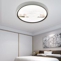 5D喷画LED圆形吸顶灯卧室灯节能阳台灯书房灯过道灯客厅灯具灯罩 双鹿迎财 40cm白光36w