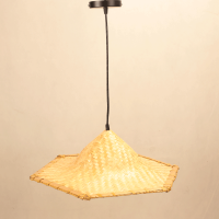 草帽灯吊灯复古麻绳灯装饰草帽吊灯竹编斗笠灯六边形创意草帽灯50 黑电线 不含灯泡