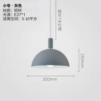 北欧单头吊灯简约现代单个餐馆饭店餐厅吧台餐桌商铺彩色锅盖灯罩 30厘米亚光灰