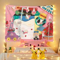 ins挂布可爱房间装饰背景布床头挂画壁毯装饰布宿舍改造墙布 安吉兔牛奶加工厂 45*35cm