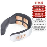颈椎按摩器家用电动理疗全自动揉捏按摩枕脖子多功能颈肩部护颈仪 时尚白 豪华款[8头+9档调节+热敷+语音]