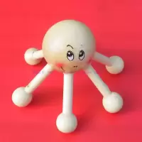 实木制头部按摩器 生发穴位按摩器 笑脸六脚全身按摩器 六爪头摩 1个6脚