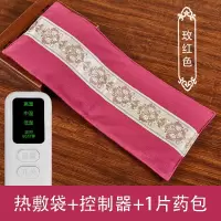 电加热盐袋海盐粗盐热敷包家用暖宫护腰艾灸包热敷理疗大粒盐包袋 玫红色棉麻款+定时+1药包