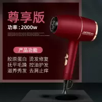 吹头发的吹风机理发店大风小型迷你家用女士负离子静音电风吹风筒 中国红-8000万负离子