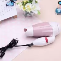 家用卡通迷你小功率折叠吹风机学生宿舍美发吹风机便携旅行吹风筒 粉色吹风机(400W)