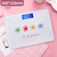LOT可充电电子称体重秤精准家用健康秤人体秤成人减肥称重计器准 四色小花22*30cm电池款