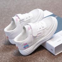 女童鞋子2021年夏季新款女孩休闲防滑小白鞋儿童中大童时尚学生鞋 B21 粉色 夏季透网 透气鞋垫6双