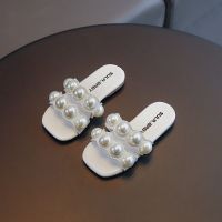 女童外穿拖鞋2021夏季新款公主时尚珍珠凉拖韩版小女孩洋气沙滩鞋 白色 21 码/鞋内长13.5cm