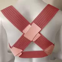 张雨绮同款防驼背矫姿带学生女士成年隐形改善驼背直腰挺背矫正器 普通粉[硬布料] S码[适合80-110斤]