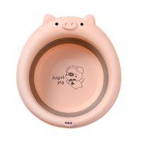 婴儿洗脸盆宝宝洗屁股新生儿用品儿童卡通可爱PP盆折叠洗浴盆塑料 折叠式(粉色)单个装