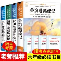 六年级下册 如图4本考点 鲁滨逊漂流记六年级下册课外书必读全套骑鹅旅行记汤姆索亚历险记