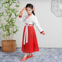 红色直袖女款 110 儿童古装汉服女童国学服男童三字经弟子规演出服襦裙书童表演服装