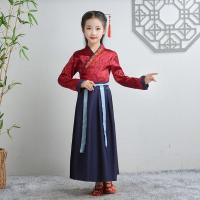 酒红色小袖女款 110 儿童汉服古装国学服男女童三字经演出服开笔礼书童弟子规襦裙表演